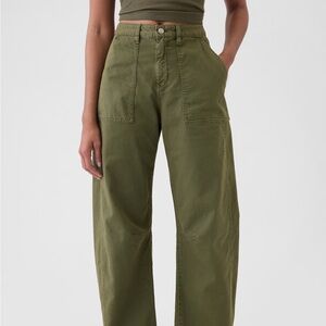 Gap Mid Rise Twill Barrel Pants sz 6 Olive Green